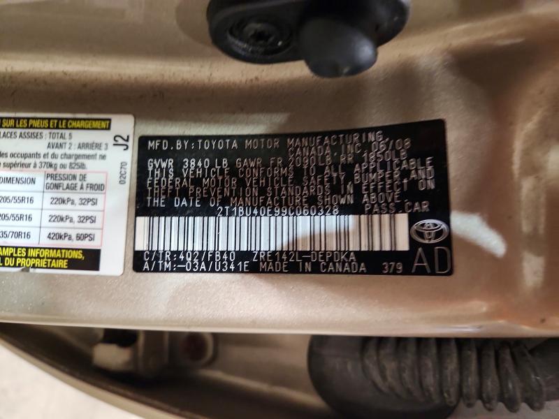 Aukcja sprzedaży 2009 Toyota Corolla, vin: 2T1BU40E99C060328, numer aukcji: 70237756