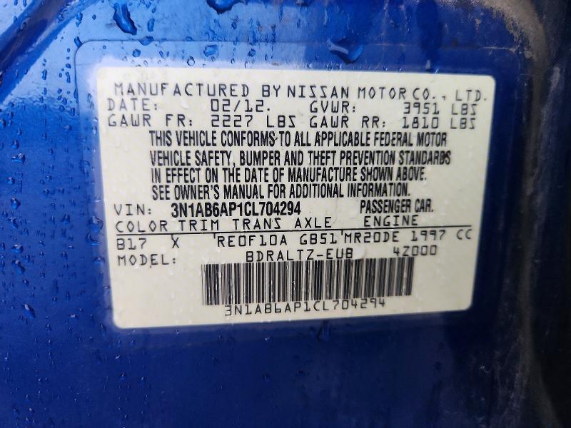 Aukcja sprzedaży 2012 Nissan Sentra, vin: 3N1AB6AP1CL704294, numer aukcji: 68678566