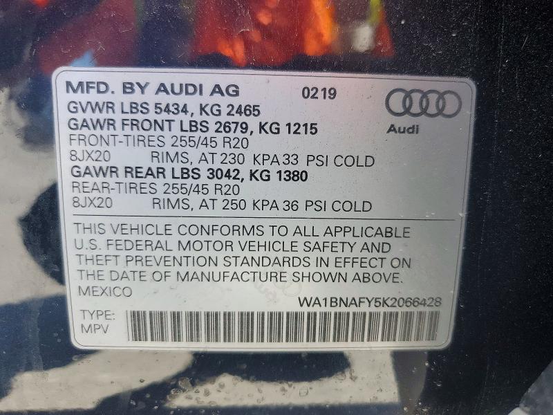Продаж на аукціоні авто 2019 Audi Q5, vin: WA1BNAFY5K2066428, номер лоту: 68546146