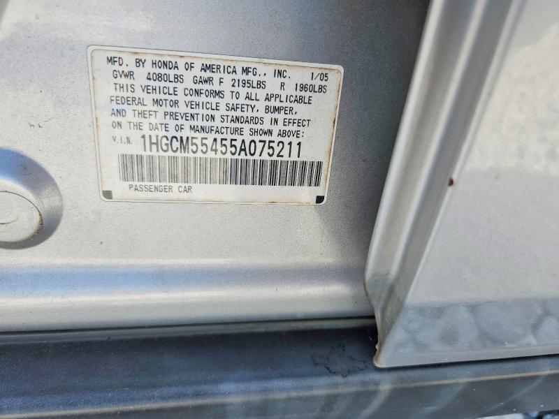 Продаж на аукціоні авто 2005 Honda Accord, vin: 1HGCM55455A075211, номер лоту: 67685106