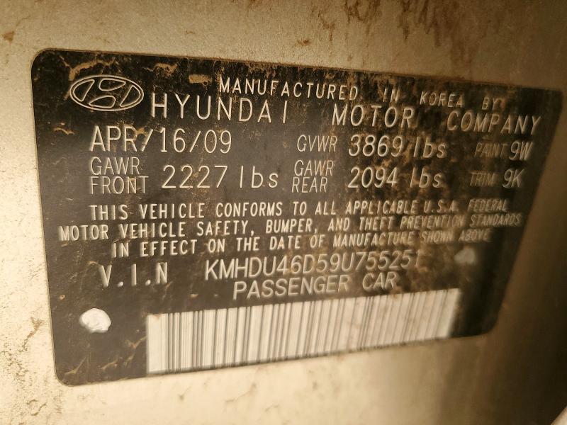 70500586 :رقم المزاد ، KMHDU46D59U755251 vin ، 2009 Hyundai Elantra مزاد بيع
