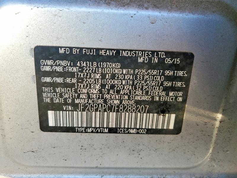 Продажа на аукционе авто 2015 Subaru Xv Crosstrek, vin: JF2GPAPC7F8288207, номер лота: 68407306