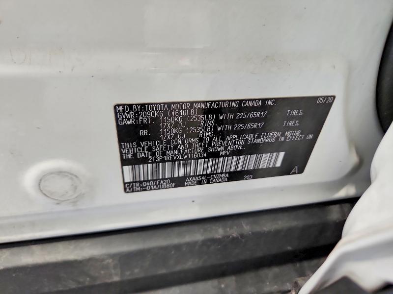 69976486 :رقم المزاد ، 2T3P1RFVXLW116034 vin ، 2020 Toyota Rav4 مزاد بيع