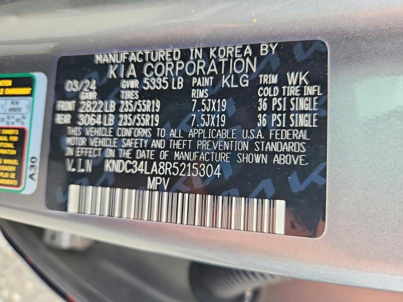 69492416 :رقم المزاد ، KNDC34LA8R5215304 vin ، 2024 Kia Ev6 مزاد بيع