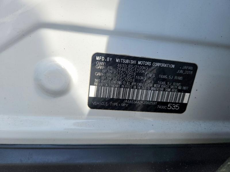 Aukcja sprzedaży 2019 Mitsubishi Eclipse Cross, vin: JA4AS3AA2KZ002591, numer aukcji: 70988376