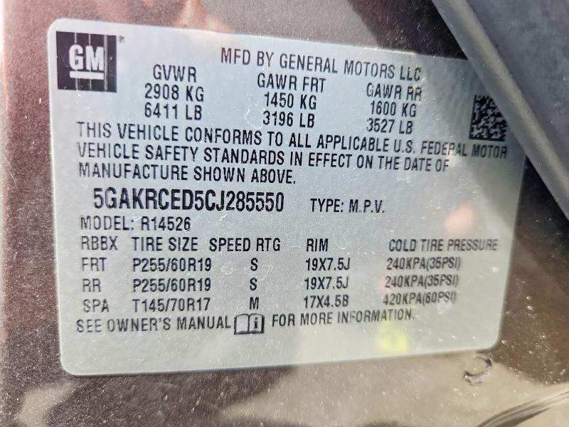 Aukcja sprzedaży 2012 Buick Enclave, vin: 5GAKRCED5CJ285550, numer aukcji: 68513726