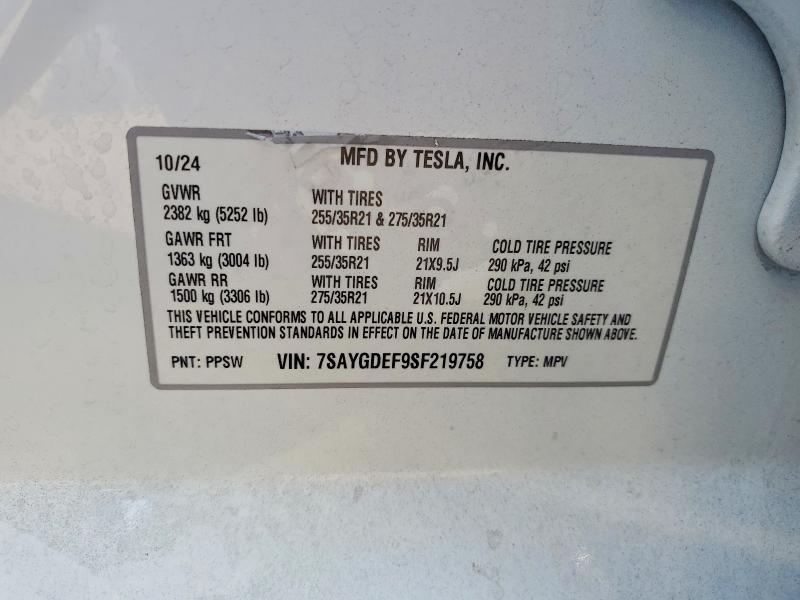 Продажа на аукционе авто 2025 Tesla Model Y, vin: 7SAYGDEF9SF219758, номер лота: 67455976