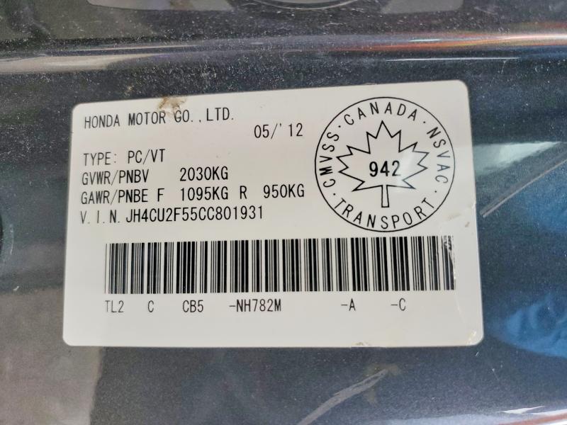 68956786 :رقم المزاد ، JH4CU2F55CC801931 vin ، 2012 Acura Tsx مزاد بيع