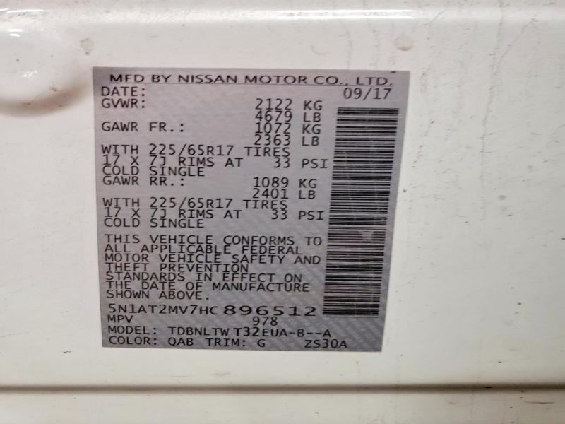 70673026 :رقم المزاد ، 5N1AT2MV7HC896512 vin ، 2017 Nissan Rogue مزاد بيع