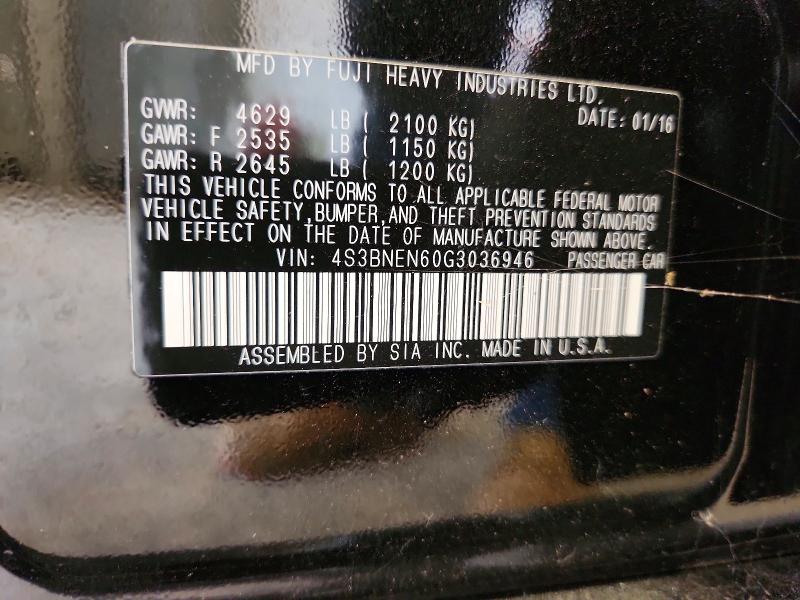 Aukcja sprzedaży 2016 Subaru Legacy, vin: 4S3BNEN60G3036946, numer aukcji: 69861826
