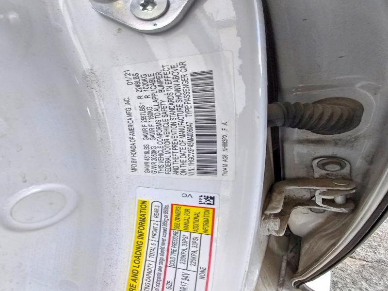 Aukcja sprzedaży 2021 Honda Accord, vin: 1HGCV3F45MA006047, numer aukcji: 70858646