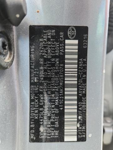 2021 Toyota Camry მანქანა იყიდება აუქციონზე, vin: 4T1C11AK7MU587078, აუქციონის ნომერი: 69726186