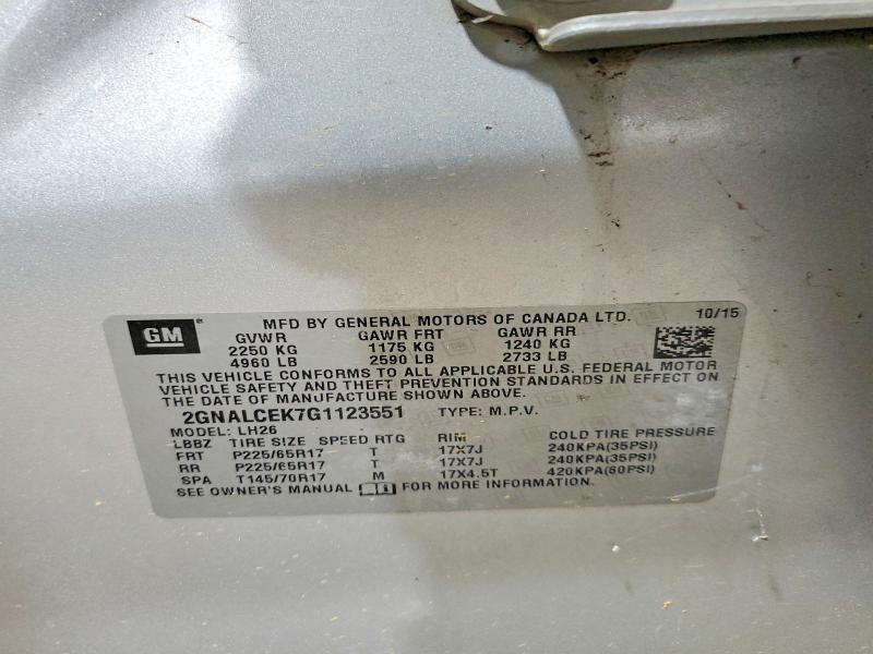 Продаж на аукціоні авто 2016 Chevrolet Equinox, vin: 2GNALCEK7G1123551, номер лоту: 68413956