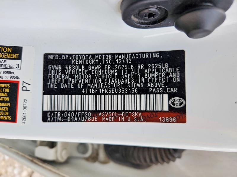 Aukcja sprzedaży 2014 Toyota Camry, vin: 4T1BF1FK5EU353156, numer aukcji: 67459486
