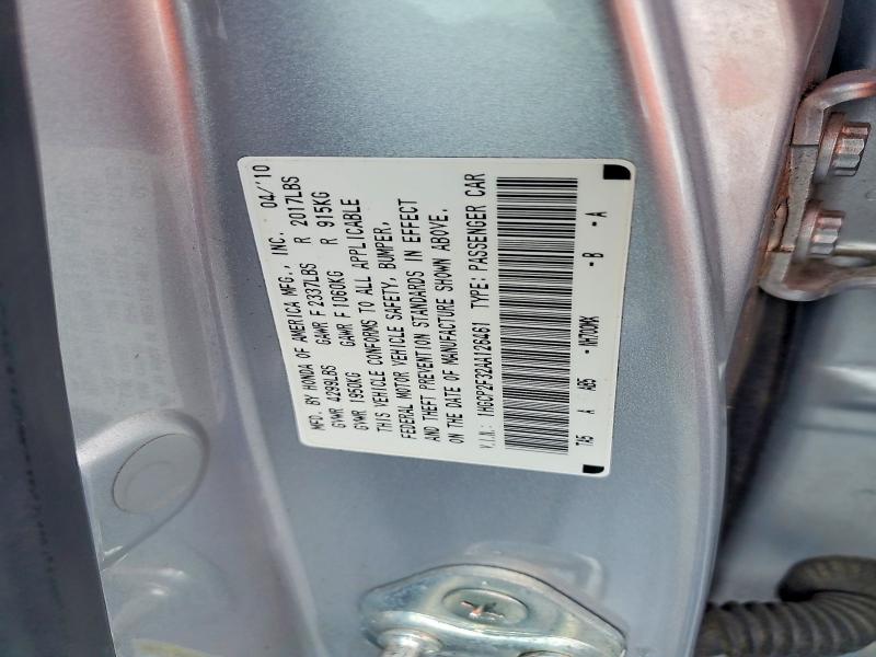 Продаж на аукціоні авто 2010 Honda Accord, vin: 1HGCP2F32AA126461, номер лоту: 67698756