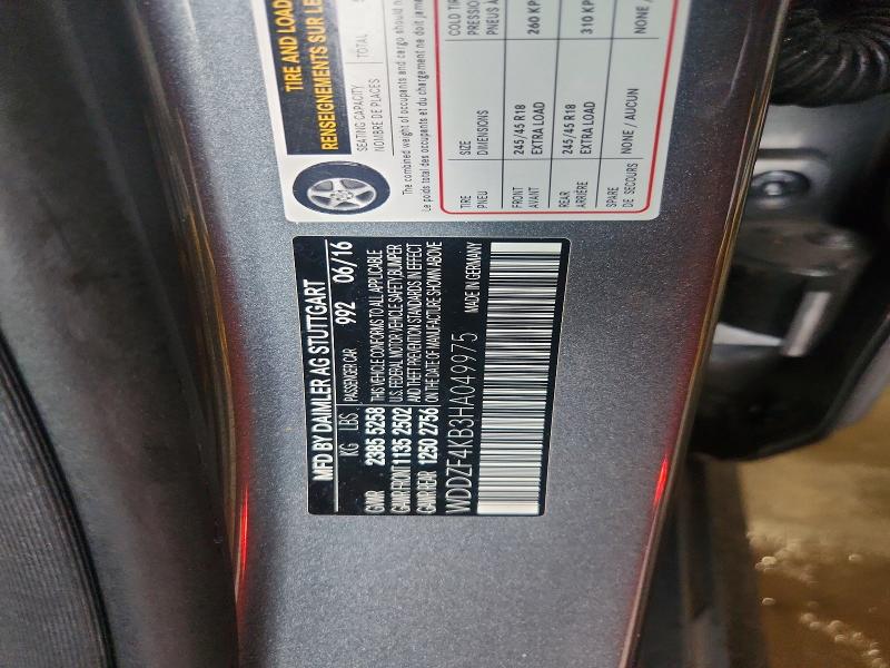 69573646 :رقم المزاد ، WDDZF4KB3HA049975 vin ، 2017 Mercedes-benz E مزاد بيع