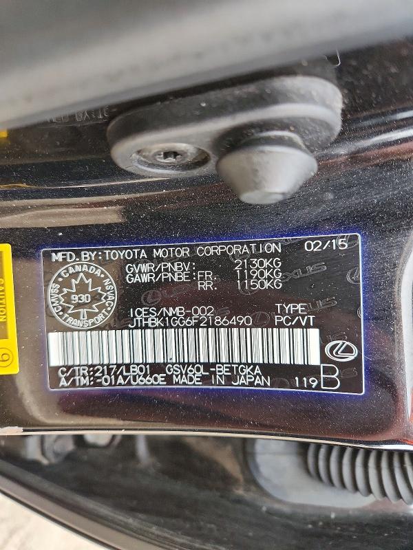 Продажа на аукционе авто 2015 Lexus Es, vin: JTHBK1GG6F2186490, номер лота: 71001256
