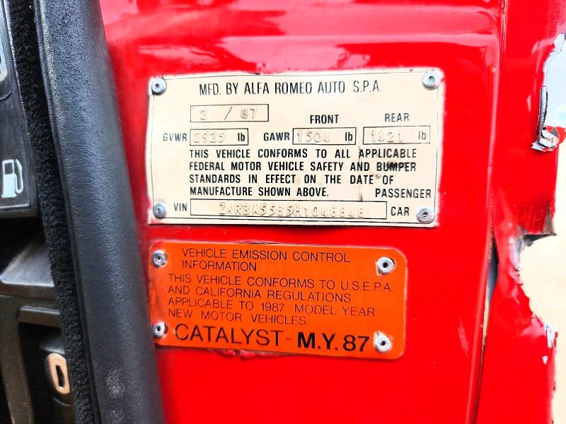 68751416 :رقم المزاد ، ZARBA5585H1048848 vin ، 1987 Alfa Romeo Spider مزاد بيع