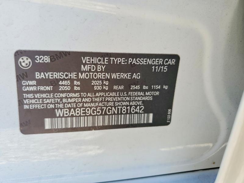 Aukcja sprzedaży 2016 Bmw 328, vin: WBA8E9G57GNT81642, numer aukcji: 69966796