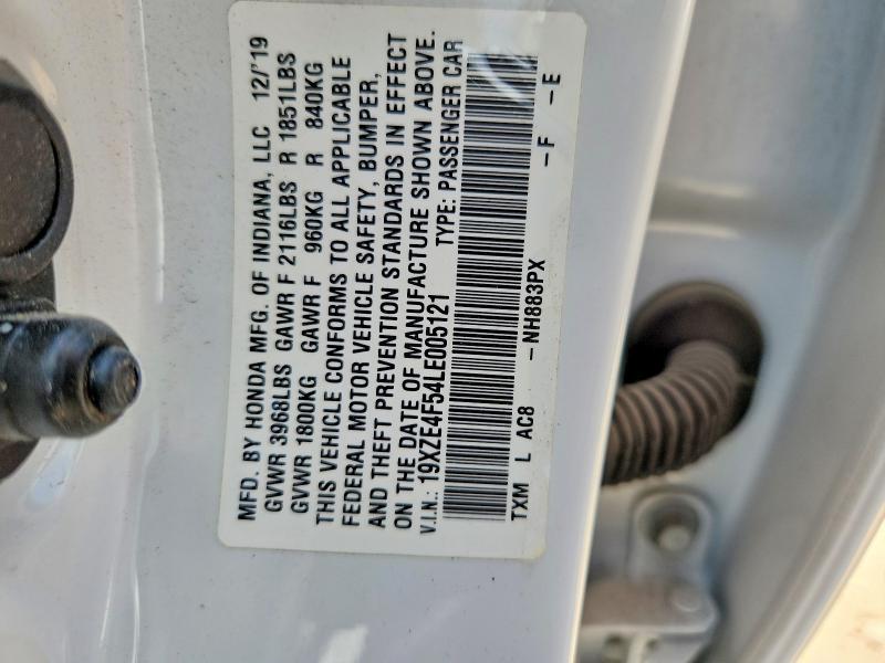 2020 Honda Insight მანქანა იყიდება აუქციონზე, vin: 19XZE4F54LE005121, აუქციონის ნომერი: 65953126