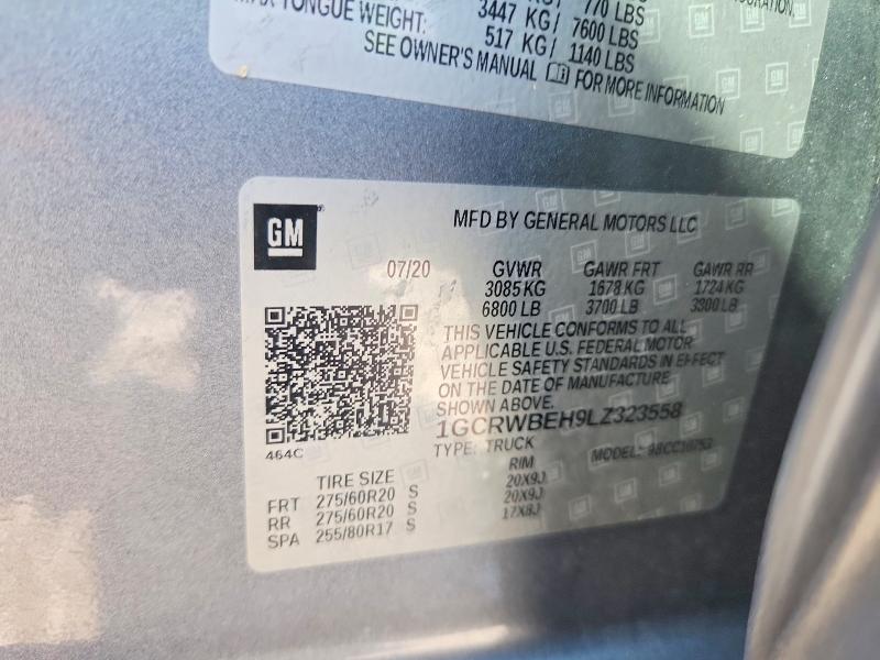 Aukcja sprzedaży 2020 Chevrolet Silverado, vin: 1GCRWBEH9LZ323558, numer aukcji: 68970226