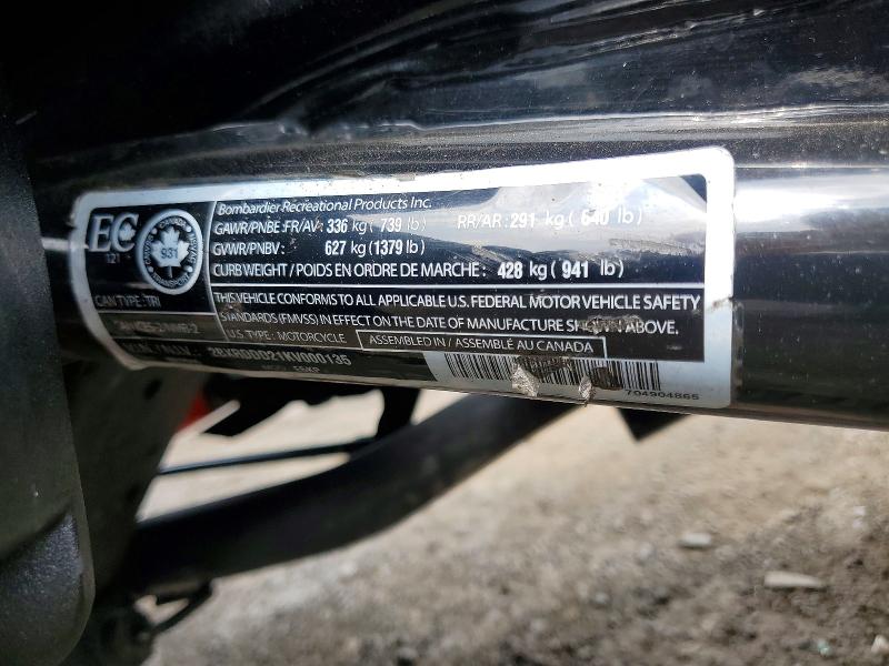2019 Can-am Spyder Roadster მანქანა იყიდება აუქციონზე, vin: 2BXRDDD21KV000135, აუქციონის ნომერი: 67067746