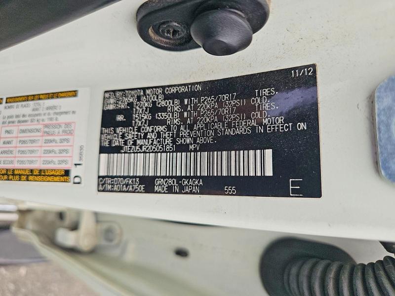Продаж на аукціоні авто 2013 Toyota 4runner, vin: JTEZU5JR2D5051851, номер лоту: 71304376