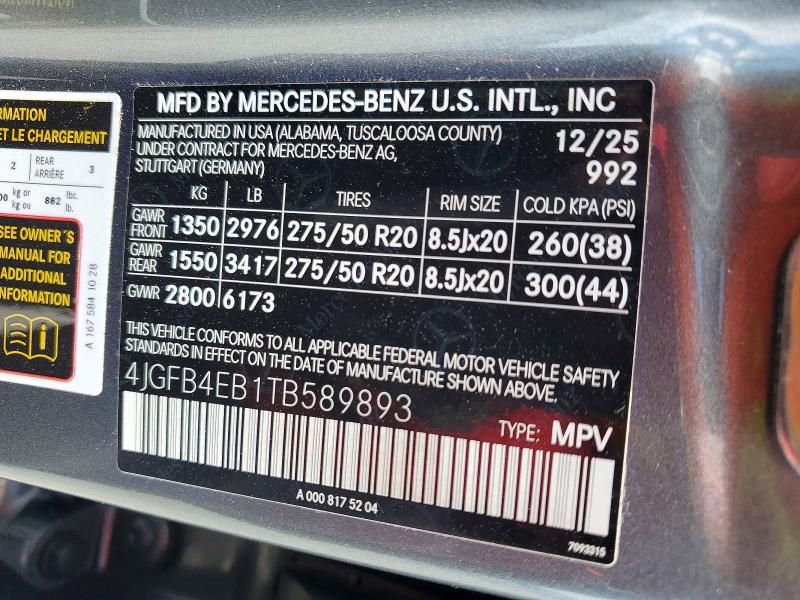 2026 Mercedes-benz Gle მანქანა იყიდება აუქციონზე, vin: 4JGFB4EB1TB589893, აუქციონის ნომერი: 68962816