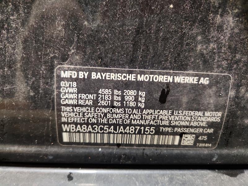 Продаж на аукціоні авто 2018 Bmw 320, vin: WBA8A3C54JA487155, номер лоту: 69120156