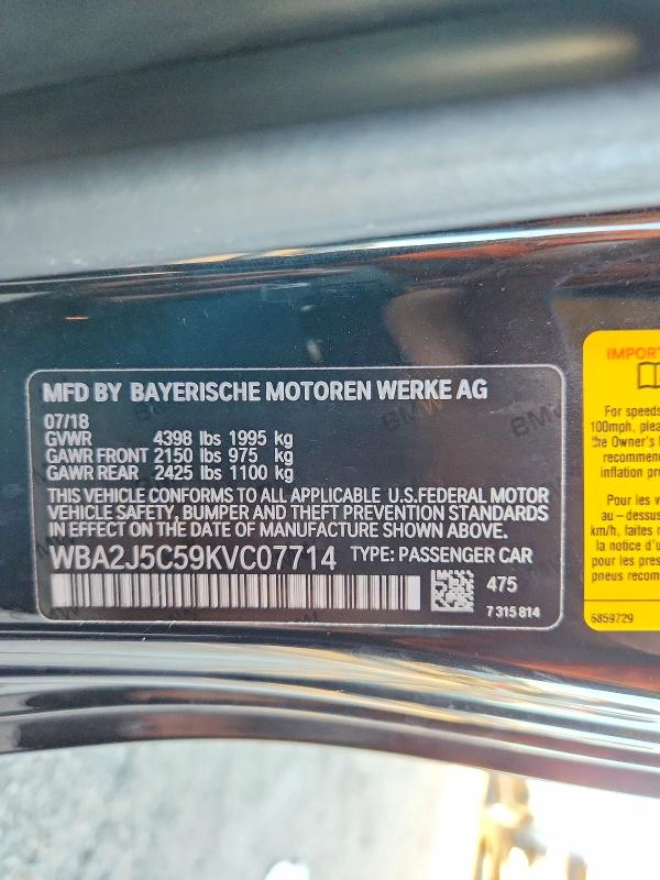 Продаж на аукціоні авто 2019 Bmw M240i, vin: WBA2J5C59KVC07714, номер лоту: 71009986
