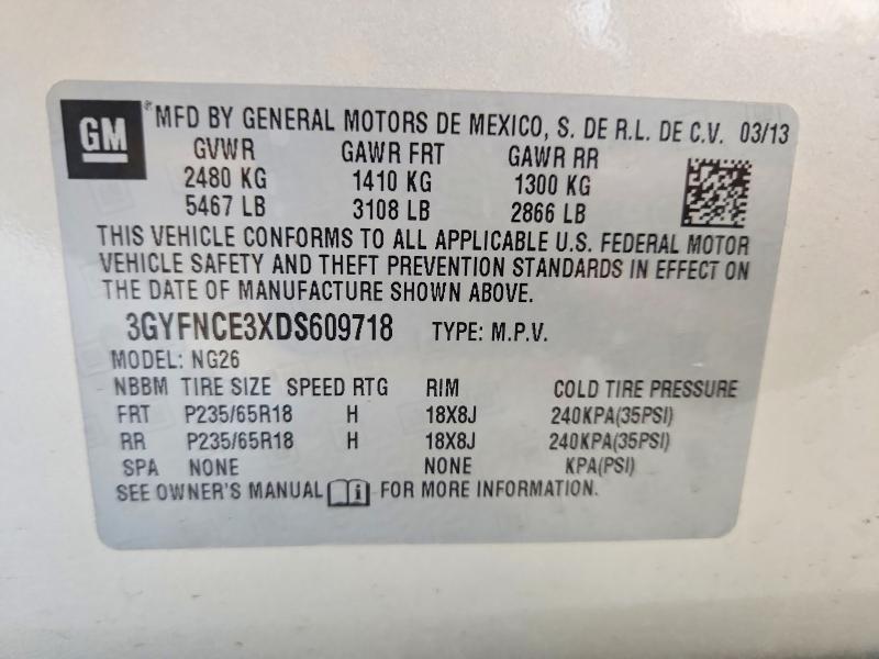 66956386 :رقم المزاد ، 3GYFNCE3XDS609718 vin ، 2013 Cadillac Srx مزاد بيع