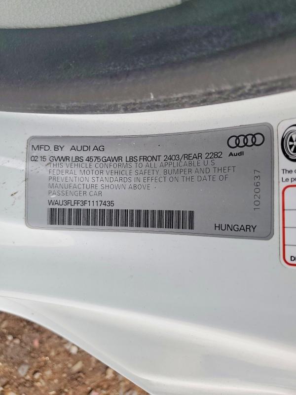 67886536 :رقم المزاد ، WAU3FLFF3F1117435 vin ، 2015 Audi A3 مزاد بيع
