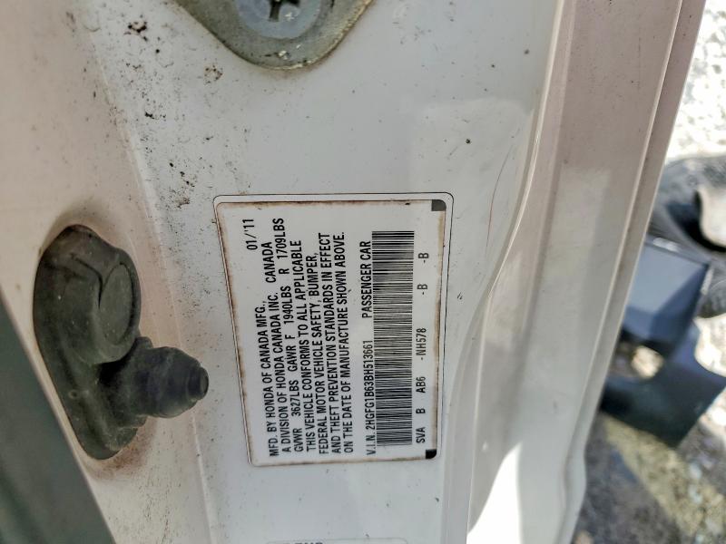 Продаж на аукціоні авто 2011 Honda Civic, vin: 2HGFG1B63BH513661, номер лоту: 69156306