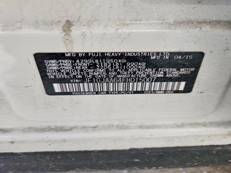 2015 Subaru Impreza მანქანა იყიდება აუქციონზე, vin: JF1GJAA64FH015007, აუქციონის ნომერი: 68543786