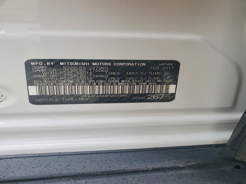 2017 Mitsubishi Outlander მანქანა იყიდება აუქციონზე, vin: JA4JZ4AX6HZ039867, აუქციონის ნომერი: 70506436