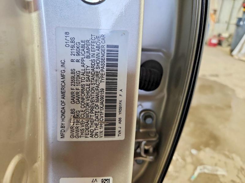 67280716 :رقم المزاد ، 1HGCV1F1XJA090159 vin ، 2018 Honda Accord مزاد بيع