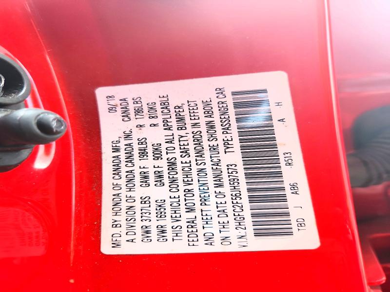 2018 Honda Civic მანქანა იყიდება აუქციონზე, vin: 2HGFC2F56JH597573, აუქციონის ნომერი: 69406676