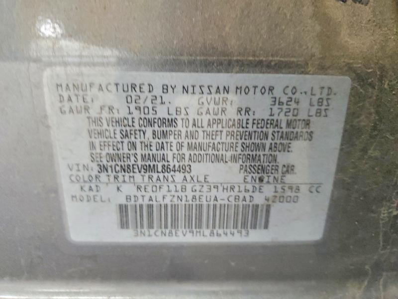 70125876 :رقم المزاد ، 3N1CN8EV9ML864493 vin ، 2021 Nissan Versa مزاد بيع