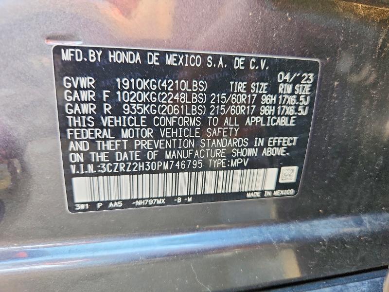 68264816 :رقم المزاد ، 3CZRZ2H30PM746795 vin ، 2023 Honda Hr-v مزاد بيع