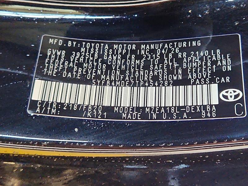 66379426 :رقم المزاد ، 5YFB4MDE7TP454282 vin ، 2026 Toyota Corolla مزاد بيع