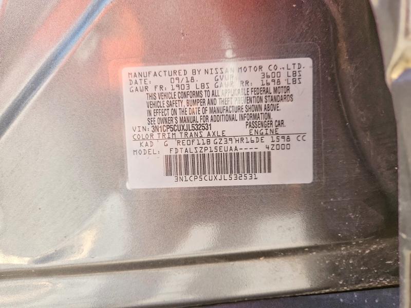 Aukcja sprzedaży 2018 Nissan Kicks, vin: 3N1CP5CUXJL532531, numer aukcji: 70217026