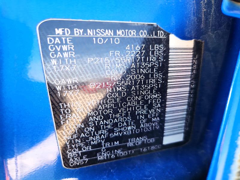 Aukcja sprzedaży 2011 Nissan Juke, vin: JN8AF5MVXBT010319, numer aukcji: 69227226