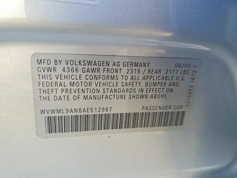 68259236 :رقم المزاد ، WVWML9AN8AE512987 vin ، 2010 Volkswagen Cc مزاد بيع