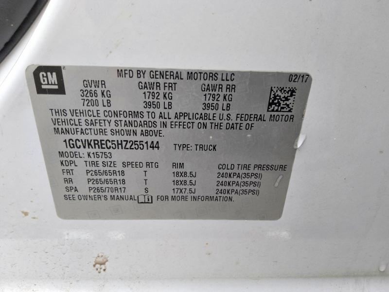 2017 Chevrolet Silverado მანქანა იყიდება აუქციონზე, vin: 1GCVKREC5HZ255144, აუქციონის ნომერი: 69279886