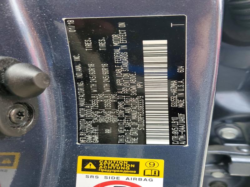 70635646 :رقم المزاد ، 5TDJZRFH3JS833379 vin ، 2018 Toyota Highlander مزاد بيع