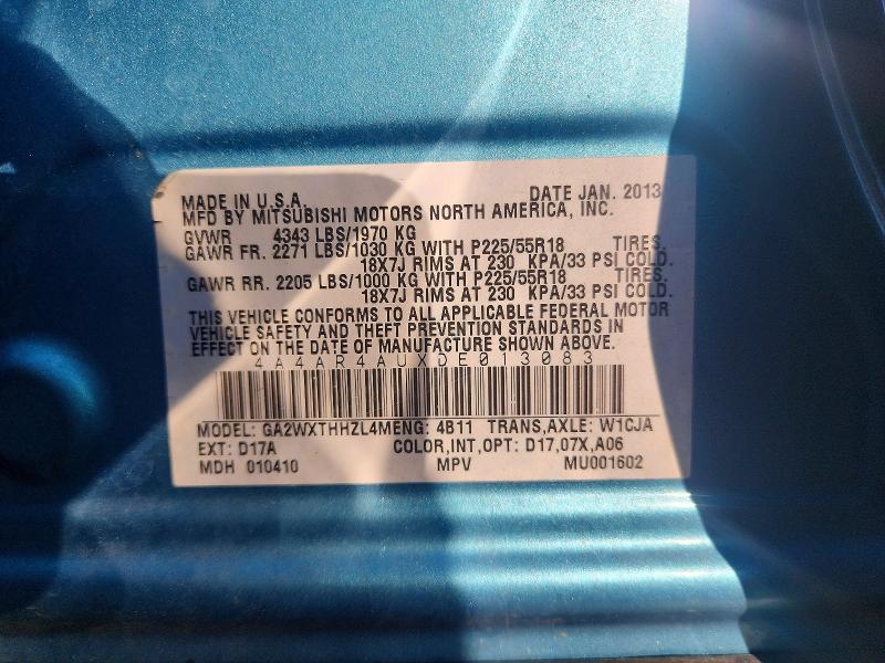 Aukcja sprzedaży 2013 Mitsubishi Outlander Sport, vin: 4A4AR4AUXDE013083, numer aukcji: 67635056