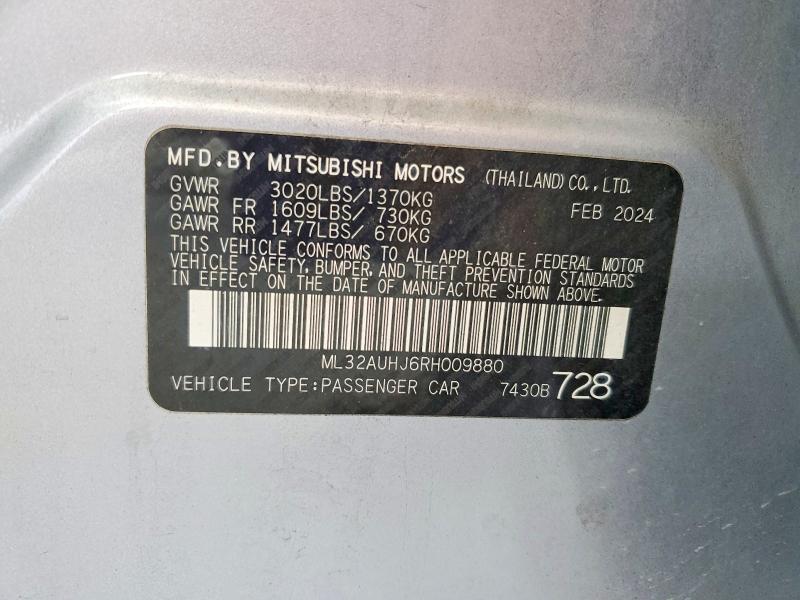 Продаж на аукціоні авто 2024 Mitsubishi Mirage, vin: ML32AUHJ6RH009880, номер лоту: 70459946