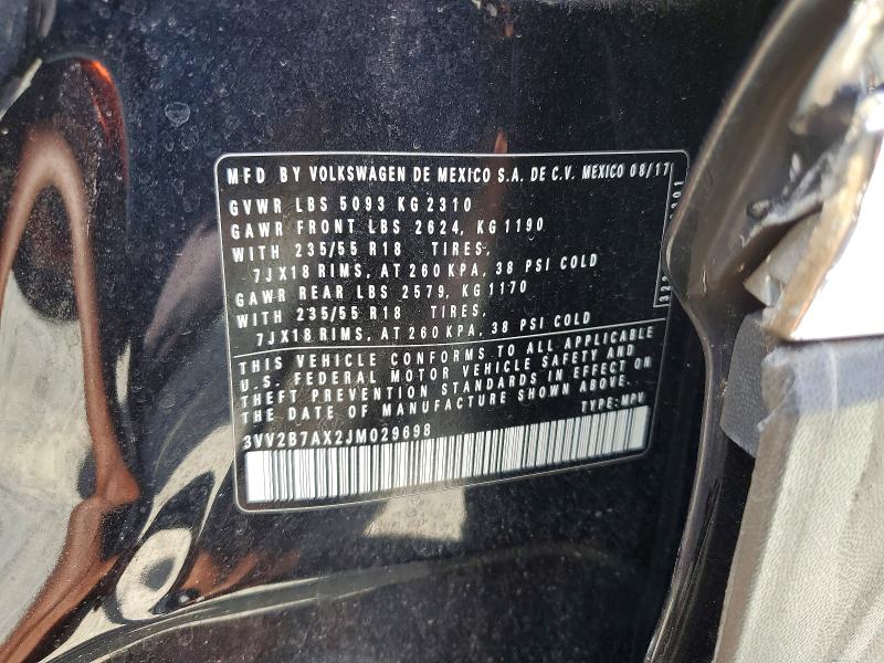 68642166 :رقم المزاد ، 3VV2B7AX2JM029698 vin ، 2018 Volkswagen Tiguan مزاد بيع