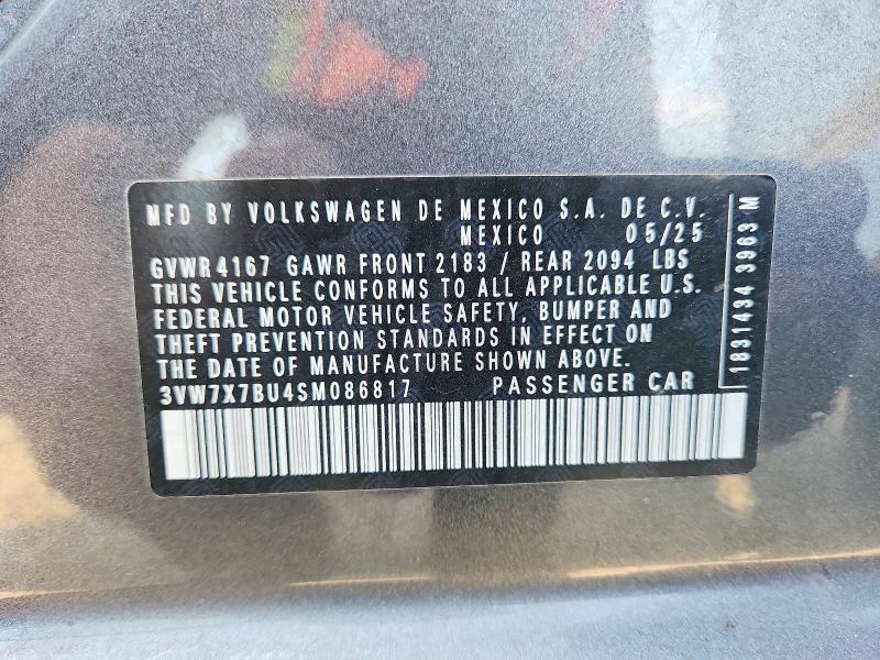 Продаж на аукціоні авто 2025 Volkswagen Jetta, vin: 3VW7X7BU4SM086817, номер лоту: 67427386