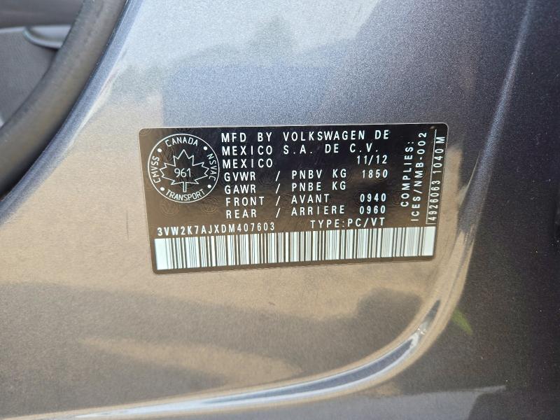 68861886 :رقم المزاد ، 3VW2K7AJXDM407603 vin ، 2013 Volkswagen Jetta مزاد بيع